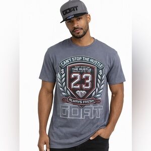 GOAT Gray Graphic Tee - Short Sleeve & hat Sz L 10-12 NWT